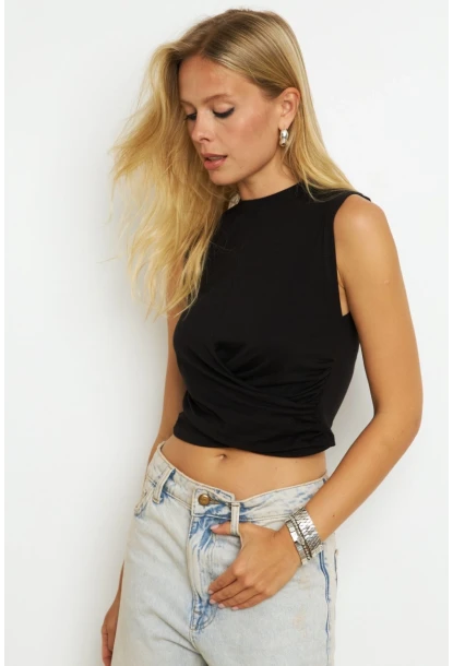 Kadın Siyah Kruvaze Bluz YZ1105