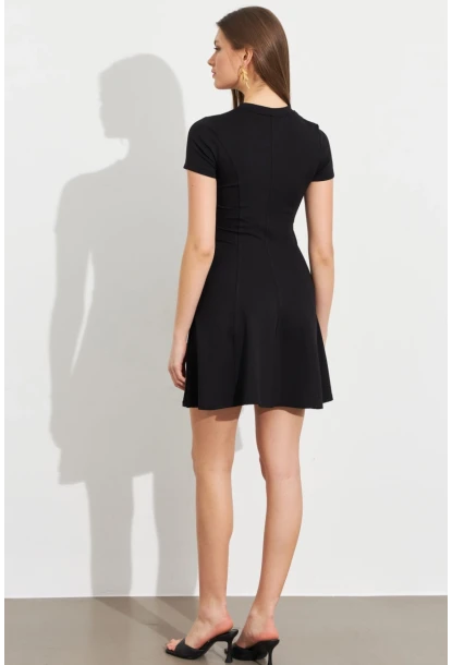 Kadın Siyah Mini Çan Elbise DMR456