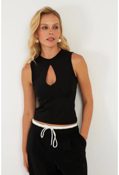 Kadın Siyah Önü Damla Bluz EY2850