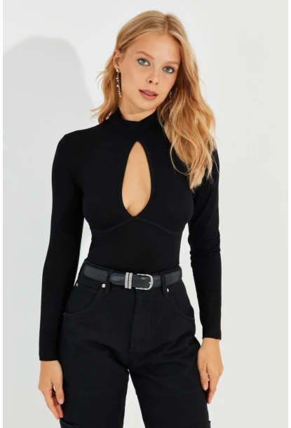 Kadın Siyah Önü Damla Bluz LPP1239