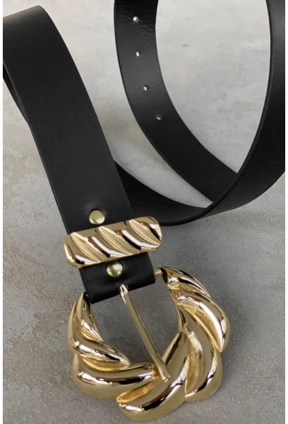 Kadın Siyah Oval Tokalı Kemer BE605