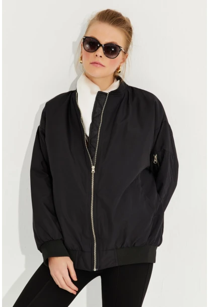 Kadın Siyah Oversize Mont QRS8359