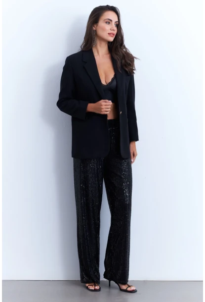 Kadın Siyah Payetli Pantolon SHR8