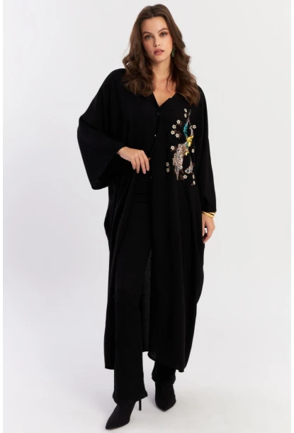 Kadın Siyah Payetli Salaş Maxi Elbise ALO130