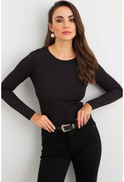 Kadın Siyah Sırt Pencereli Bluz EY3024