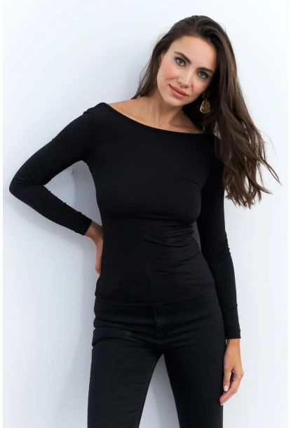 Kadın Siyah Sırtı Açık Bluz EY2942