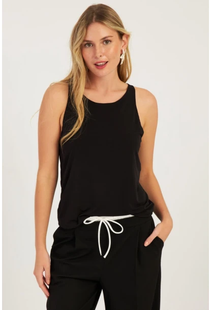 Kadın Siyah Sırtı Çapraz Bluz YZ1029