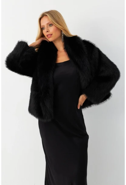 Kadın Siyah Suni Kürk ELT1227