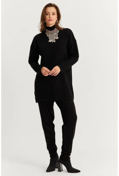 Kadın Siyah Triko Alt Üst Takım MNUV9