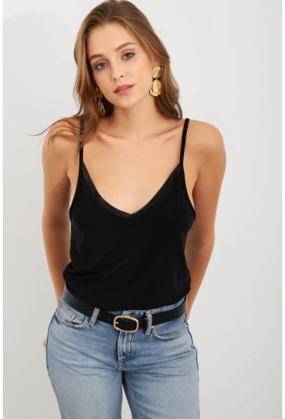 Kadın Siyah Tül Şeritli Atlet LPP1024