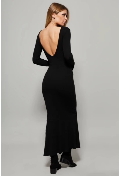 Kadın Siyah U Yaka Maxi Elbise EY1129