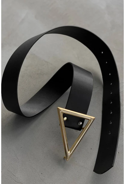Kadın Siyah Üçgen Tokalı Kemer BE607