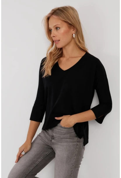 Kadın Siyah V Yaka Bluz LPP1267