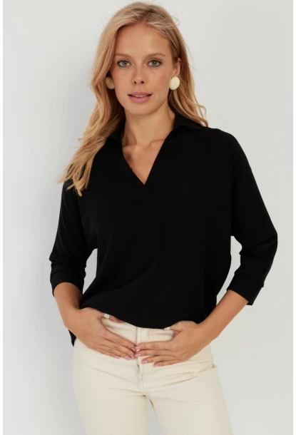 Kadın Siyah Yarasa Kol Bluz BR1224