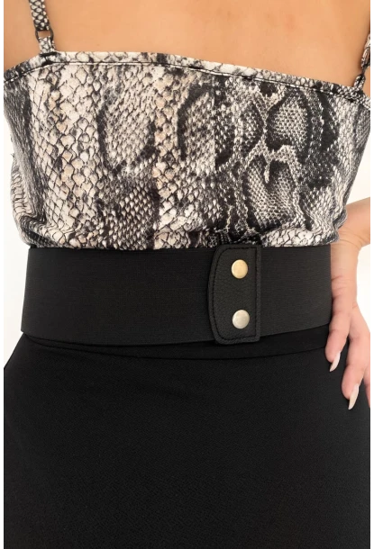 Kadın Siyah Zincirli Lastikli Kemer BE639