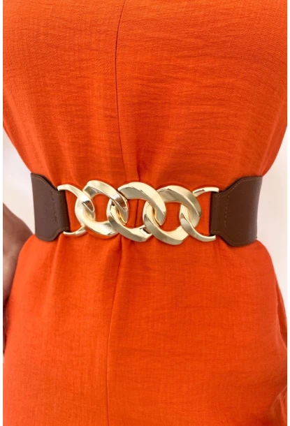 Kadın Taba Zincirli Lastikli Kemer BE639