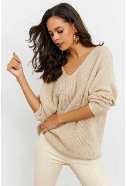 Kadın Taş V Yaka Salaş Triko Tunik SMT158