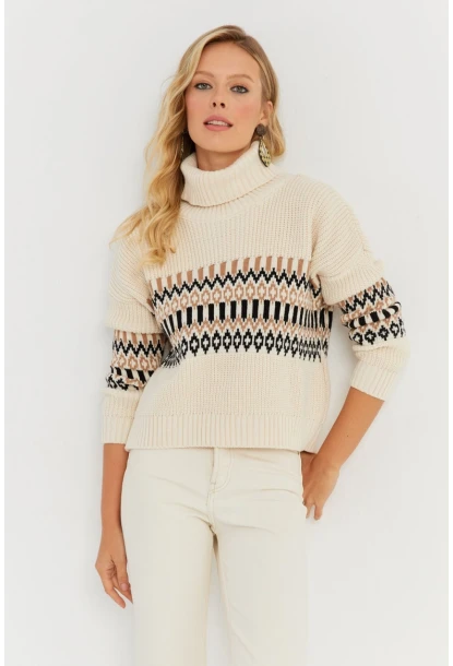 Kadın Vanilya Balıkçı Triko Kazak YZ527