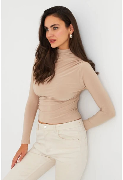 Kadın Vanilya Büzgülü Bluz ELT3568