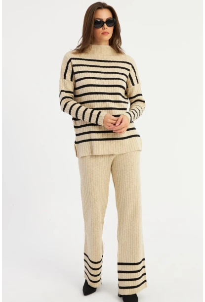 Kadın Vanilya Çizgili Alt Üst Takım MYİL11