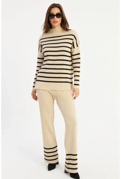 Kadın Vanilya Çizgili Alt Üst Takım MYİL11