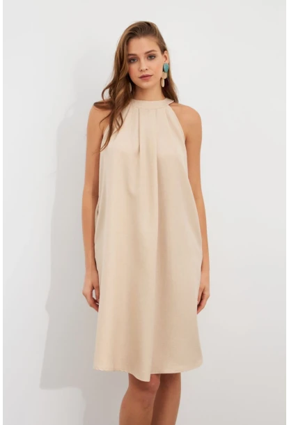 Kadın Vanilya Halter Yaka Midi Elbise NH5029