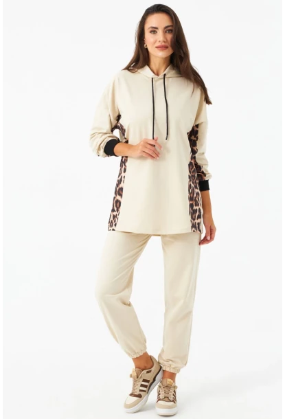 Kadın Vanilya Leopar Desenli Alt Üst Takım MPC301