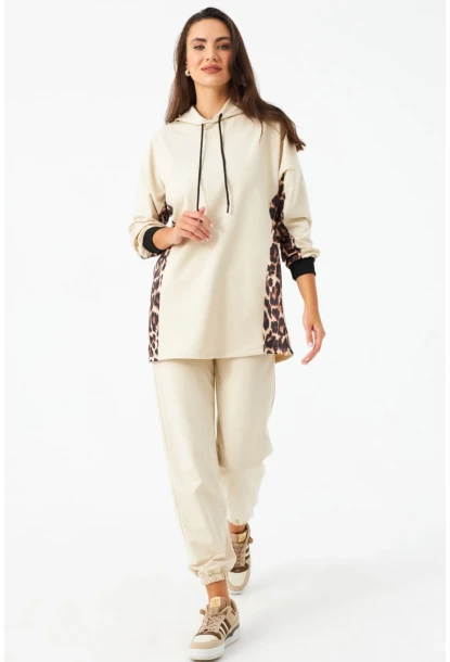 Kadın Vanilya Leopar Desenli Alt Üst Takım MPC301