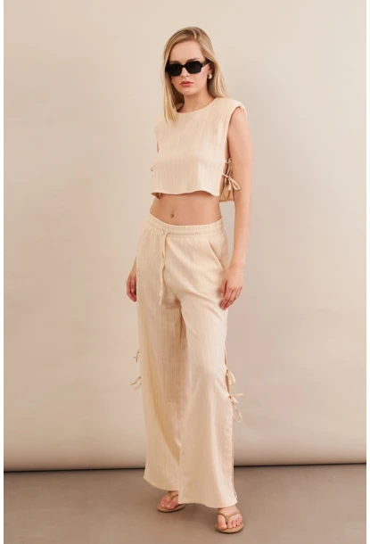 Kadın Vanilya Omuzları Vatkalı Alt Üst Takım KED002