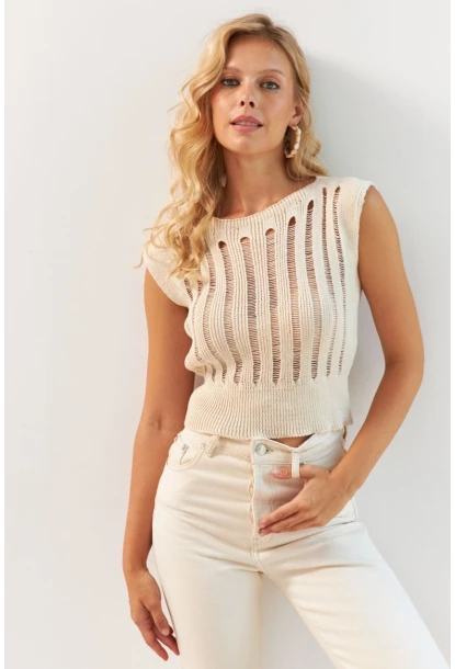 Kadın Vanilya Triko Bluz MP20149