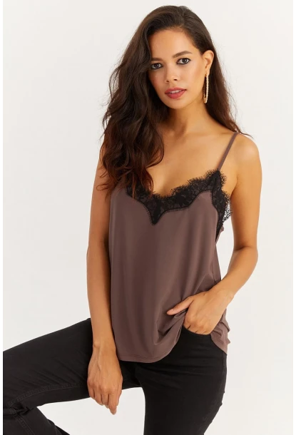 Kadın Vizon Desenli Dantelli Atlet LPP50081