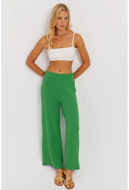 Kadın Yeşil Beli Lastikli Pantolon J23434