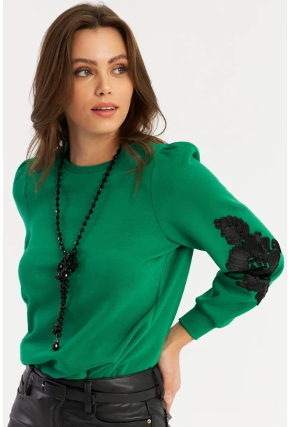 Kadın Yeşil Kol Detaylı Bluz MAYD13