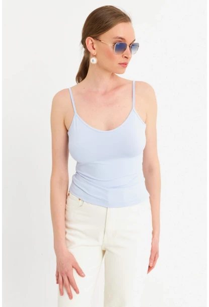 Kadın Açık Mavi Askılı Basic Atlet FLS06