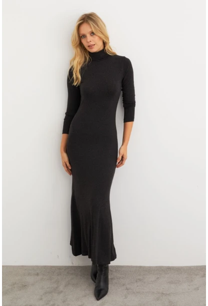 Kadın Antrasit Balıkçı Maxi Elbise MEY100