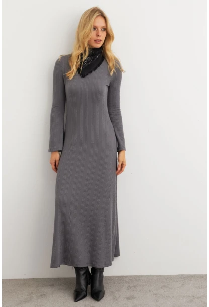 Kadın Antrasit Basic Maxi Elbise MTF30