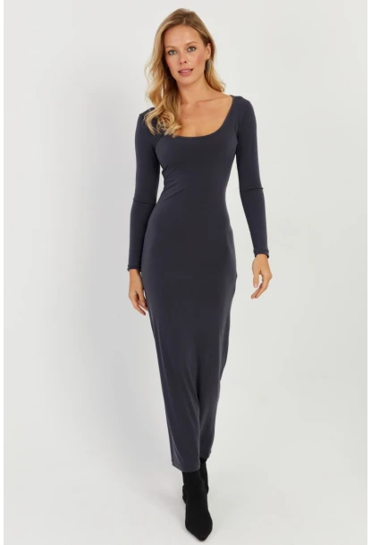 Kadın Antrasit Maxi Elbise MEN2008