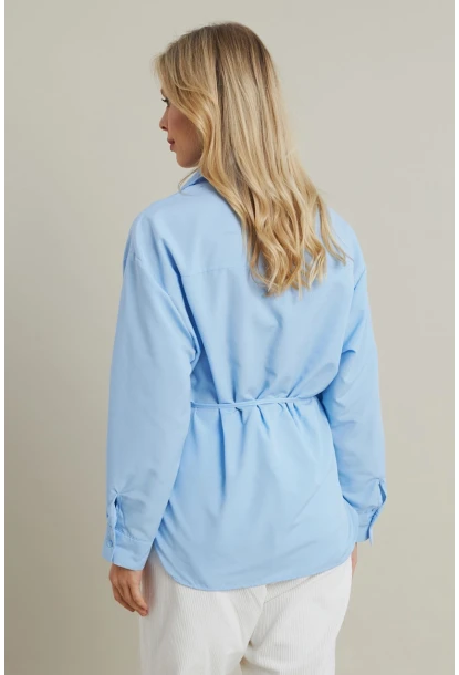 Kadın Bebe Mavi Bağlama Detaylı Gömlek ZER418