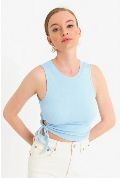 Kadın Bebe Mavi Yanı Büzülebilir Basic Bluz RSP329