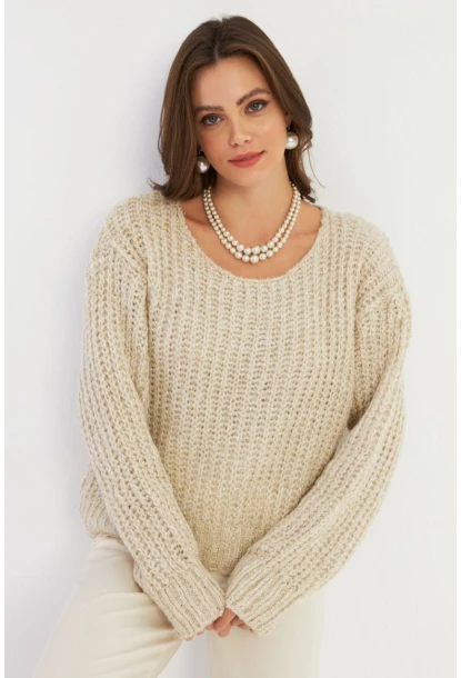 Kadın Bej Parlak Kazak KAZ25