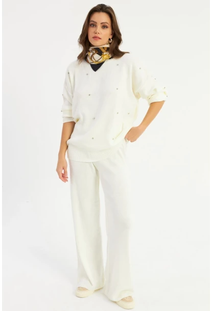 Kadın Bej Taşlı Alt Üst Takım MYİL10