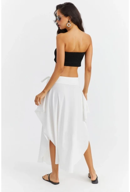 Kadın Beyaz Asımetrık Etek LV52