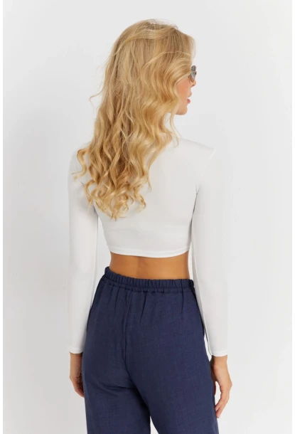 Kadın Beyaz Crop Bluz CG367