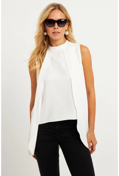 Kadın Beyaz Dokuma Bluz ZER406
