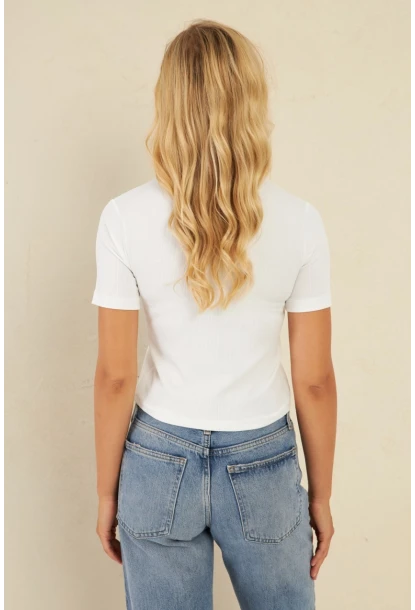 Kadın Beyaz Gömlek Yaka Bluz MK19