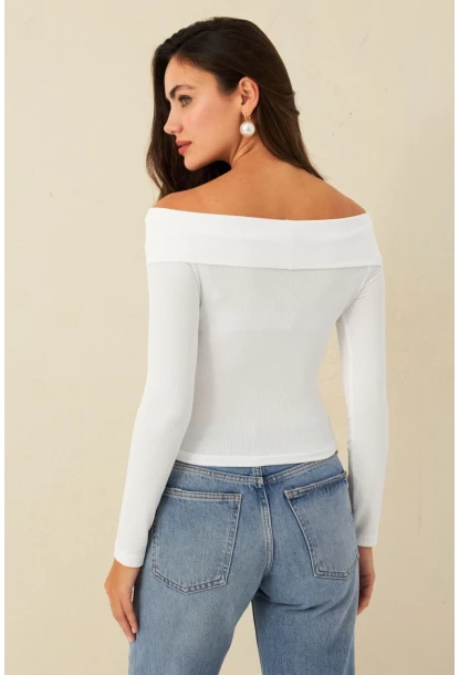 Kadın Beyaz Önü Çapraz Bluz CG389