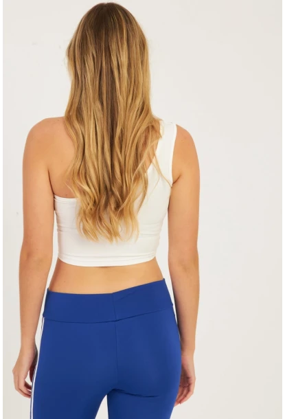 Kadın Beyaz Tek Omuz Crop Bluz CG338