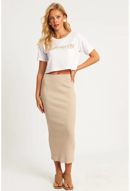 Kadın Beyaz-Vanilya Alt Üst Etek Takım XL2015