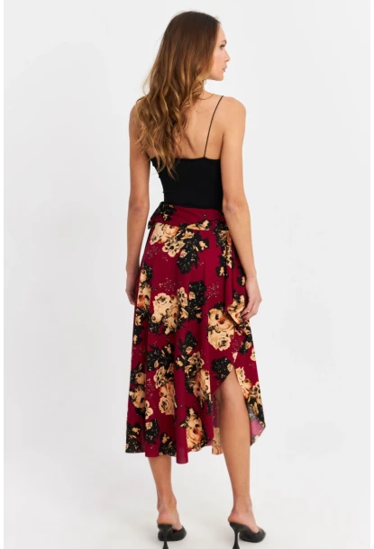 Kadın Bordo Asimetrik Etek LV81