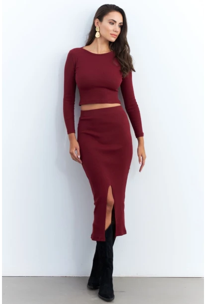 Kadın Bordo Basic Kaşkorse Alt- Üst Takım XL2042